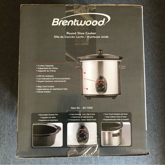 Brentwood Stainless Steel 3 Quart Round Slow Cooker nwt - Picture 3 of 10